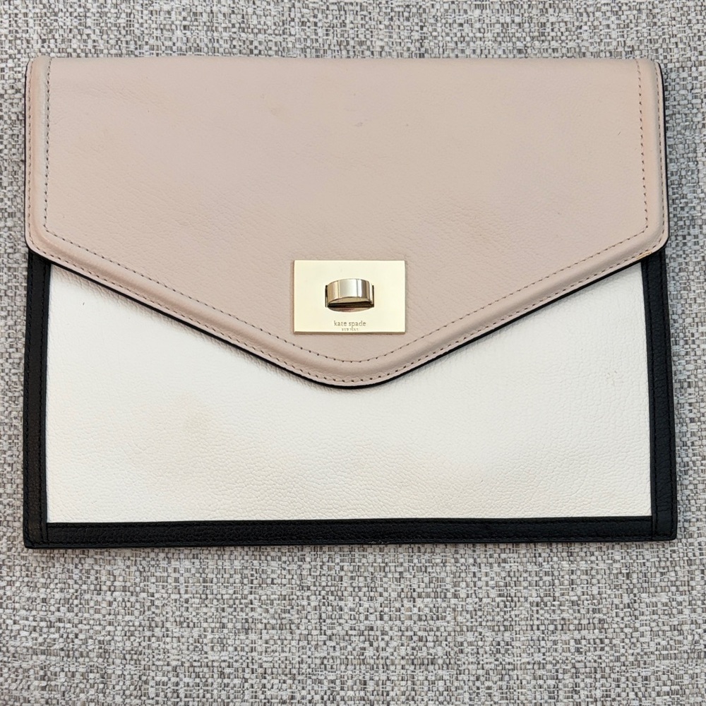 kate spade Two-Tone Envelope Clutch in Blush, White and Black